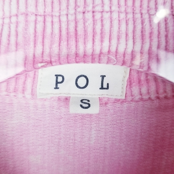 POL Oversized Pink Cropped Corduroy Raw Edge Shacket - Picture 3 of 9